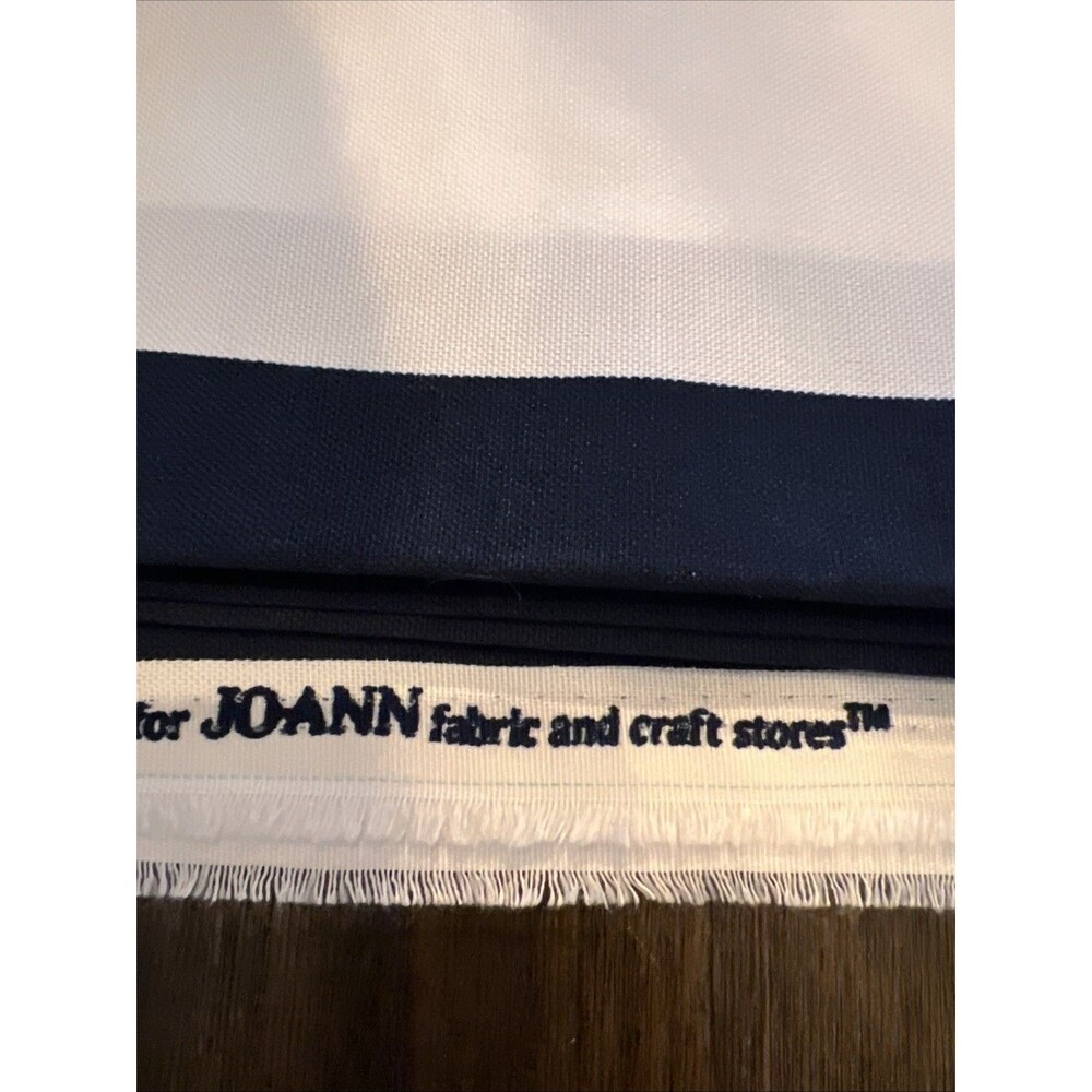 Joann's Fabric Upholstery Outdoor Fabric navy blue White fat stripes 3 yards 55"